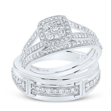 Load image into Gallery viewer, 10K White Gold Diamond Cushion Trio Ring Set 3/4 Cttw - Splendid Jewellery