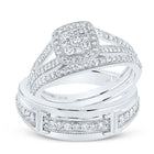 10K White Gold Diamond Cushion Trio Ring Set 3/4 Cttw - Splendid Jewellery