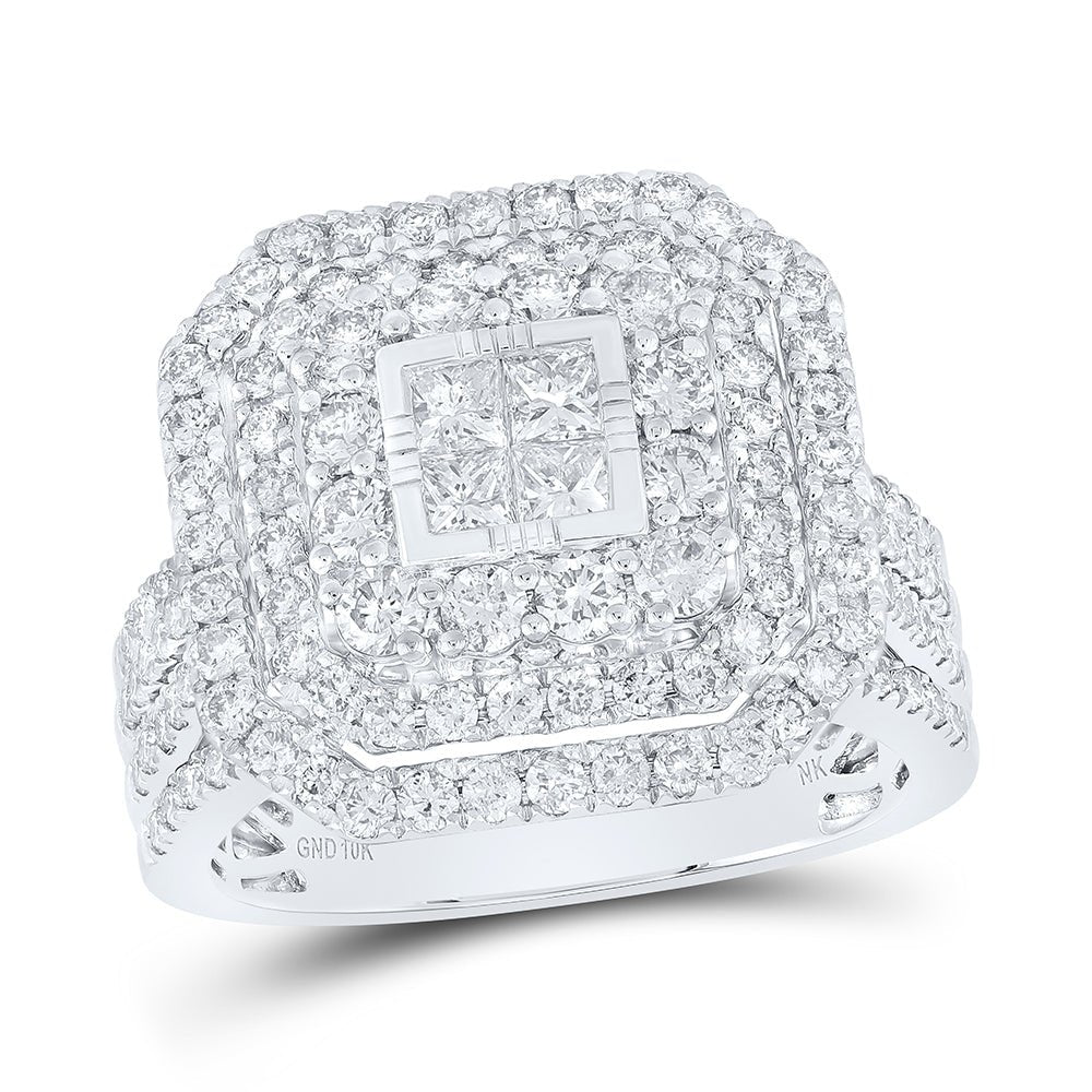 10K White Gold Diamond Designer Ring 2 Cttw - Splendid Jewellery