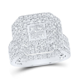 10K White Gold Diamond Designer Ring 2 Cttw - Splendid Jewellery