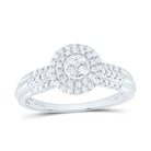 10K White Gold Diamond Double Halo Bridal Ring 1/3 Cttw - Splendid Jewellery