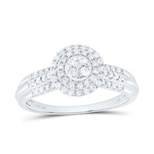 Load image into Gallery viewer, 10K White Gold Diamond Double Halo Bridal Ring 1/3 Cttw - Splendid Jewellery