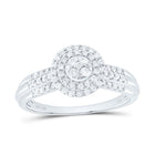 10K White Gold Diamond Double Halo Bridal Ring 1/3 Cttw - Splendid Jewellery