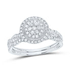 10K White Gold Diamond Double Halo Bridal Set 1/2 Cttw - Splendid Jewellery