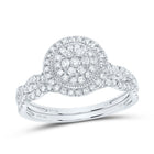 10K White Gold Diamond Double Halo Bridal Set 1/2 Cttw - Splendid Jewellery