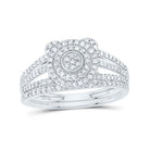 10K White Gold Diamond Double Halo Bridal Set 1/2 Cttw - Splendid Jewellery