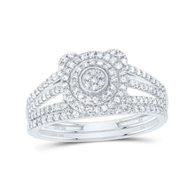Load image into Gallery viewer, 10K White Gold Diamond Double Halo Bridal Set 1/2 Cttw - Splendid Jewellery