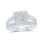 10K White Gold Diamond Double Halo Bridal Set 1/2 Cttw - Splendid Jewellery