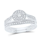 10K White Gold Diamond Double Halo Bridal Set 3/8 Cttw - Splendid Jewellery