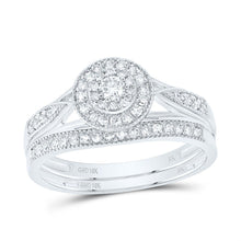 Load image into Gallery viewer, 10K White Gold Diamond Double Halo Bridal Set 3/8 Cttw - Splendid Jewellery