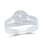10K White Gold Diamond Double Halo Bridal Set 3/8 Cttw - Splendid Jewellery