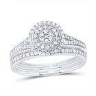 10K White Gold Diamond Double Halo Bridal Set 3/8 Cttw - Splendid Jewellery