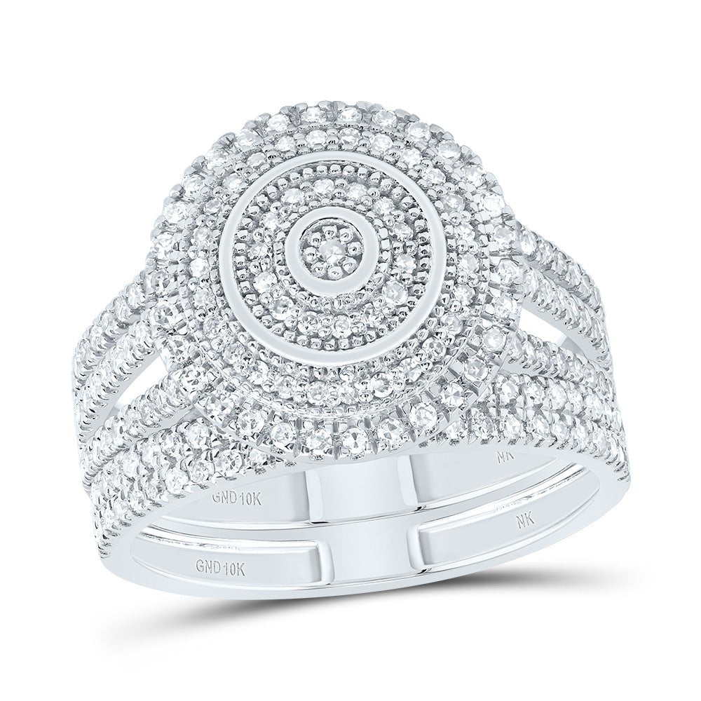 10K White Gold Diamond Double Halo Bridal Set 5/8 Cttw - Splendid Jewellery