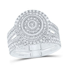 10K White Gold Diamond Double Halo Bridal Set 5/8 Cttw - Splendid Jewellery
