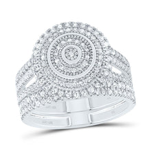 Load image into Gallery viewer, 10K White Gold Diamond Double Halo Bridal Set 5/8 Cttw - Splendid Jewellery