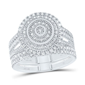 10K White Gold Diamond Double Halo Bridal Set 5/8 Cttw - Splendid Jewellery