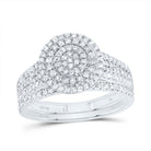 10K White Gold Diamond Double Halo Bridal Set 5/8 Cttw - Splendid Jewellery