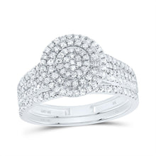 Load image into Gallery viewer, 10K White Gold Diamond Double Halo Bridal Set 5/8 Cttw - Splendid Jewellery
