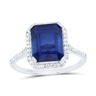 10K White Gold Diamond Emerald Blue Sapphire Synthetic Ring 1/4 Cttw - Splendid Jewellery