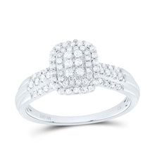Load image into Gallery viewer, 10K White Gold Diamond Emerald Double Halo Bridal Ring 1/3 Cttw - Splendid Jewellery