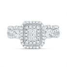 10K White Gold Diamond Emerald Double Halo Bridal Set 1/2 Cttw - Splendid Jewellery