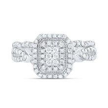 Load image into Gallery viewer, 10K White Gold Diamond Emerald Double Halo Bridal Set 1/2 Cttw - Splendid Jewellery