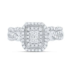 10K White Gold Diamond Emerald Double Halo Bridal Set 1/2 Cttw - Splendid Jewellery