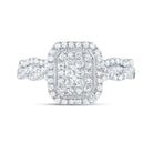 10K White Gold Diamond Emerald Double Halo Bridal Set 1/2 Cttw - Splendid Jewellery