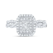 Load image into Gallery viewer, 10K White Gold Diamond Emerald Double Halo Bridal Set 1/2 Cttw - Splendid Jewellery