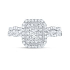 10K White Gold Diamond Emerald Double Halo Bridal Set 1/2 Cttw - Splendid Jewellery