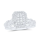 10K White Gold Diamond Emerald Double Halo Bridal Set 1/2 Cttw - Splendid Jewellery
