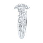 10K White Gold Diamond Emerald Double Halo Bridal Set 1/2 Cttw - Splendid Jewellery