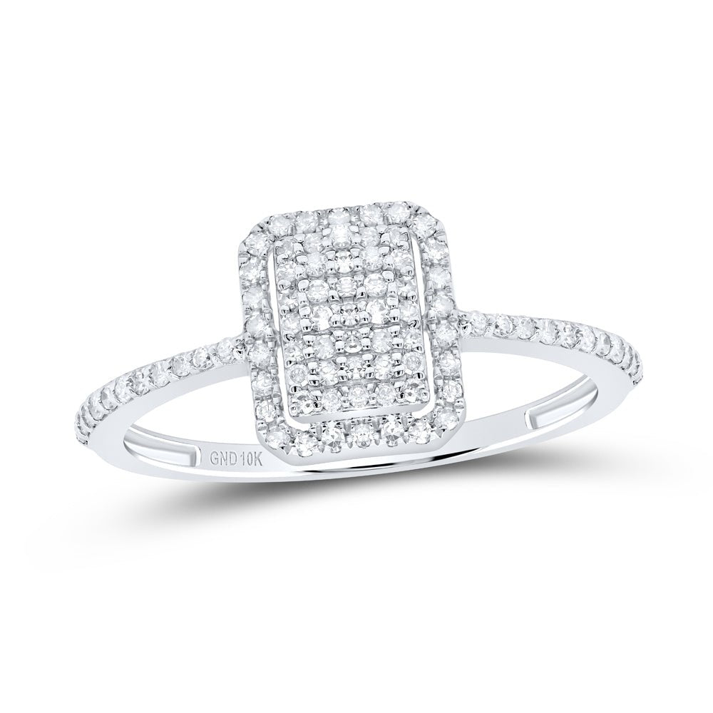 10K White Gold Diamond Emerald Ring 1/4 Cttw - Splendid Jewellery
