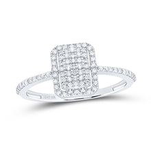 Load image into Gallery viewer, 10K White Gold Diamond Emerald Ring 1/4 Cttw - Splendid Jewellery