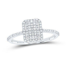 10K White Gold Diamond Emerald Ring 1/4 Cttw - Splendid Jewellery