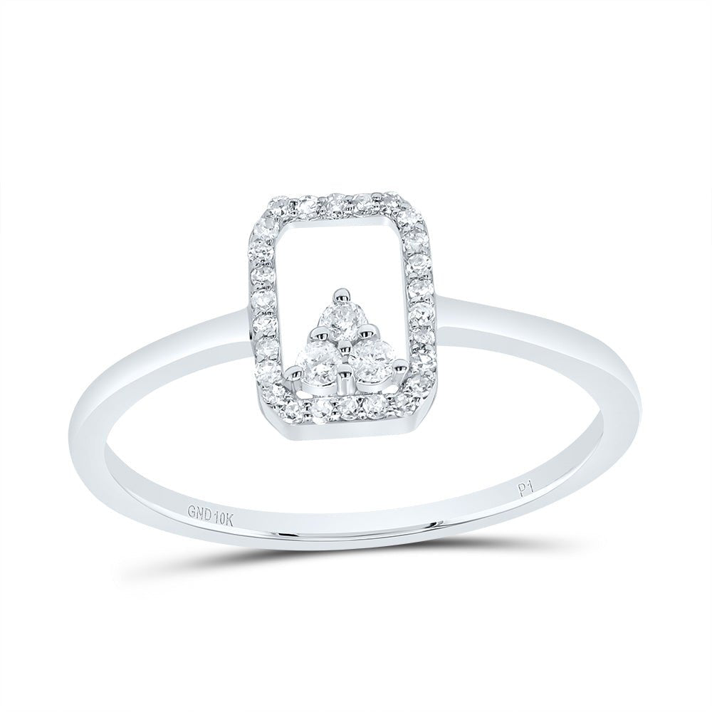 10K White Gold Diamond Emerald Ring 1/8 Cttw - Splendid Jewellery