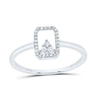 10K White Gold Diamond Emerald Ring 1/8 Cttw - Splendid Jewellery