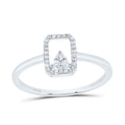 10K White Gold Diamond Emerald Ring 1/8 Cttw - Splendid Jewellery