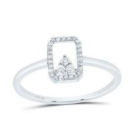 10K White Gold Diamond Emerald Ring 1/8 Cttw - Splendid Jewellery