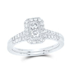 10K White Gold Diamond Emerald Single Halo Bridal Set 5/8 Cttw - Splendid Jewellery
