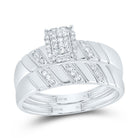 10K White Gold Diamond Emerald Trio Ring Set 1/4 Cttw - Splendid Jewellery