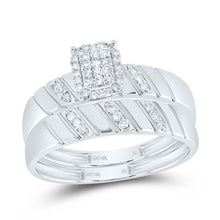Load image into Gallery viewer, 10K White Gold Diamond Emerald Trio Ring Set 1/4 Cttw - Splendid Jewellery