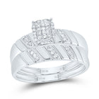 10K White Gold Diamond Emerald Trio Ring Set 1/4 Cttw - Splendid Jewellery