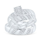 10K White Gold Diamond Emerald Trio Ring Set 1/4 Cttw - Splendid Jewellery
