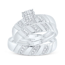 Load image into Gallery viewer, 10K White Gold Diamond Emerald Trio Ring Set 1/4 Cttw - Splendid Jewellery
