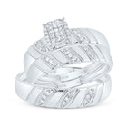 10K White Gold Diamond Emerald Trio Ring Set 1/4 Cttw - Splendid Jewellery