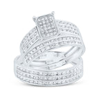 10K White Gold Diamond Emerald Trio Ring Set 7/8 Cttw - Splendid Jewellery