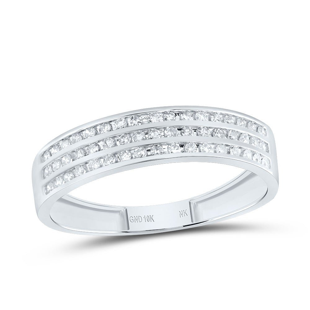 10K White Gold Diamond Emerald Trio Ring Set 7/8 Cttw - Splendid Jewellery