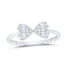 10K White Gold Diamond Fashion Bow Ring 1/5 Cttw - Splendid Jewellery