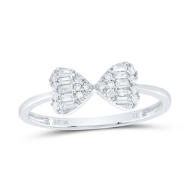 10K White Gold Diamond Fashion Bow Ring 1/5 Cttw - Splendid Jewellery